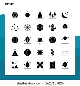 25 Nature Icon set. Solid Glyph Icon Vector Illustration Template For Web and Mobile. Ideas for business company.