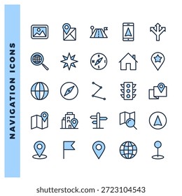 25 Navigation Two Color icon pack. vector illustration.
