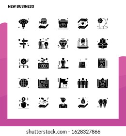 25 New Business Icon set. Solid Glyph Icon Vector Illustration Template For Web and Mobile. Ideas for business company.