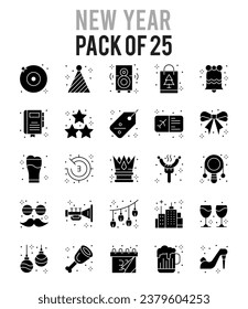 25 Neujahr. Icons Pack. Vektorgrafik.