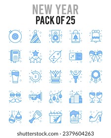 25 Año Nuevo. paquete de iconos. ilustración vectorial.