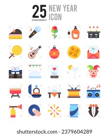 25 New Year. icons Pack. vector illustration.