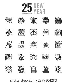25 Año Nuevo. paquete de iconos. ilustración vectorial.