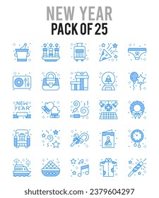 25 New Year. icons Pack. vector illustration.