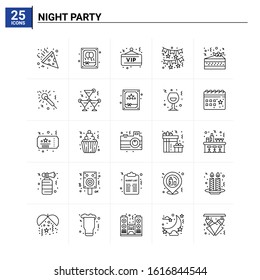 25 Night Party icon set. vector background