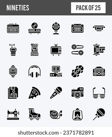 25 Nineties Lineal Fill icons pack. vector illustration.