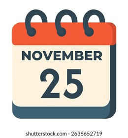 25 november calendar vector on white background
Vector calendar with date