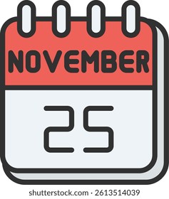 25 November Outline Filled Style Icon