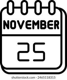 25 November Vector Line Icon Design