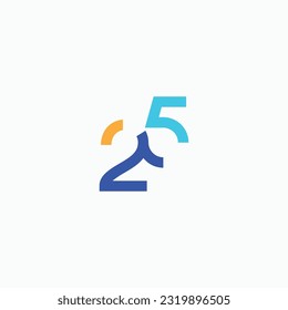 25 number abstract modern logo design vector illustration. Isolated object on background