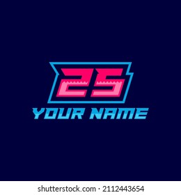 25 Number logo with fast speed lines. Vector sport style typeface, sports club.