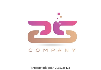 25 number logo icon for company and business with dots design. Creative template in purple and brown color