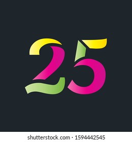 25 number logo multicolor letter design template