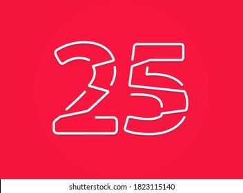 25 number. Modern trendy, creative style design. For logo, brand label, design elements, corporate identity, application etc. Isolated vector illustration          