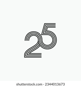 25 number twenty five linked lines minimal logo design vector icon illustration