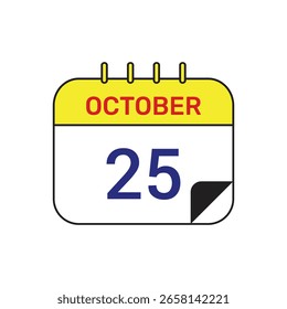 25 october calendar icon vector illustration design