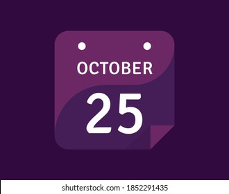 Icono del 25 de octubre Icono del calendario de un solo día Ilustración vectorial