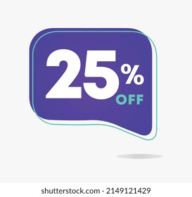 25% de descuento para banners, plantilla de diseño de etiqueta de descuento. Ilustración vectorial.