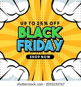 Hasta un 25% de descuento en el friday negro frase de estilo de arte pop estilo Comic