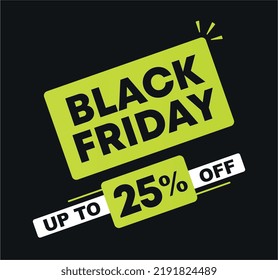 
25% off. Black friday sale. Vector special offer, promotion for stores, retail