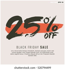 25% OFF Black Friday Sale (Promotional Poster Design Vector Illustration) With Text Box Template