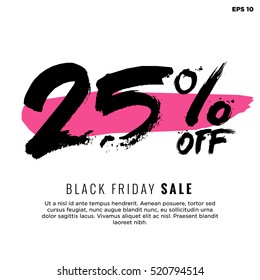 25% OFF Black Friday Sale (Promotional Poster Design Vector Illustration) With Text Box Template