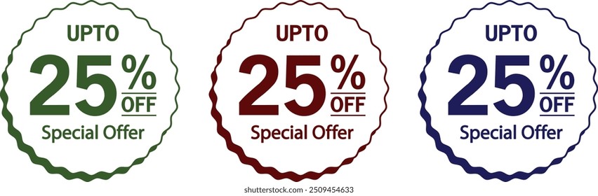 25% Off discount label red round tag marketing promotion sticker Shop Now isolated on white background