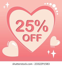 25% off discount love heart sale