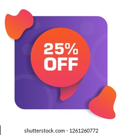 25% Off Discount Tag. Vector Illustration.
