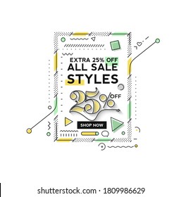 25% OFF Flash Sale Discount Banner Template Promotion Big sale special offer. end of season special offer banner. vector illustration.