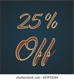 '25% Off' leather sign, vector illustration