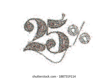 25% OFF Particle Sale Discount Banner. Discount offer price tag. Vector Illustration.