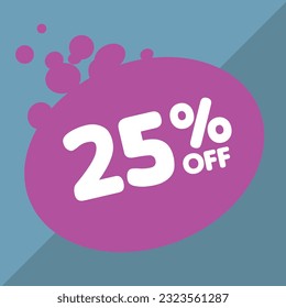 25% de descuento, porcentaje en un círculo coloreado, promoción, gran venta, fondo colorido