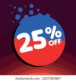 25% off per cent, percentage number in a colored circle, promotion, big sale, colorful background
