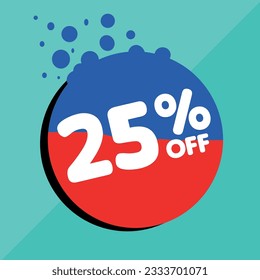 25% off per cent, percentage number in a colored circle, promotion, big sale, colorful background