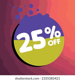 25% off per cent, percentage number in a colored circle, promotion, big sale, colorful background