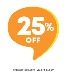 25% off. Price discount. Sale of special offers. Ad with shopping tag. Retail advertising campaign, stores. Vector illustration