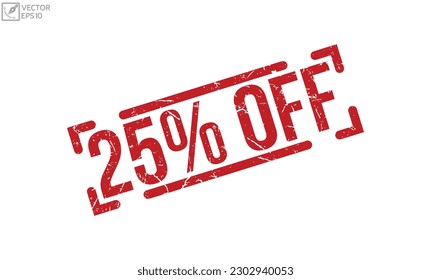 25% Off Red Rubber grunge Stamp vector design.