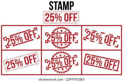 25% Off Red Rubber Stamp set.