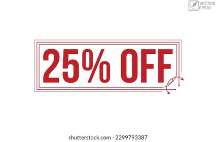 25% de desconexión del diseño vectorial del sello de goma roja.