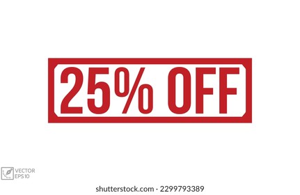 25% Off Red Rubber Stamp vector design.