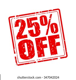 25% OFF red stamp text on white