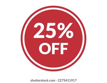 25% off red vector banner illustration isolated on white background