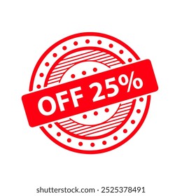 25% Off rubber stamp on a white background