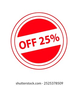 25% de descuento sello de goma sobre un fondo blanco