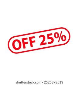 25% Fora carimbo em um fundo branco