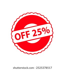 25% Off rubber stamp on a white background