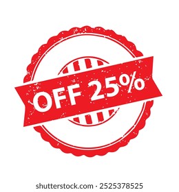 25% Off rubber stamp on a white background