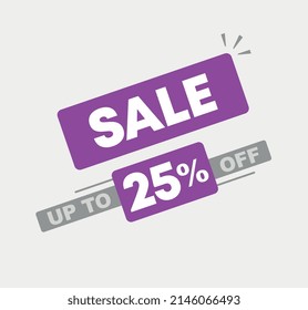 25% off. Sale banner, discount. For offers and promotions. Vector illustration.