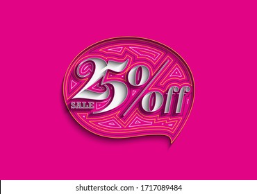 25% OFF Sale Discount Banner. Discount offer price tag.  Vector Modern Sticker Illustration.